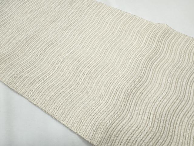 平和屋着物＊夏物 八寸名古屋帯 絽綴れ よろけ縞 銀糸 正絹 逸品 CABH8168fb