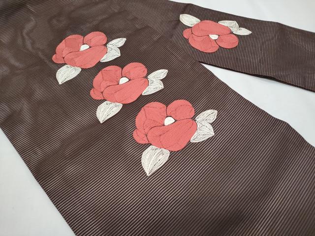 平和屋着物＊夏物 九寸名古屋帯 総刺繍 椿 正絹 逸品 CABH8180fb