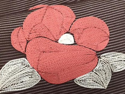 平和屋着物＊夏物 九寸名古屋帯 総刺繍 椿 正絹 逸品 CABH8180fb