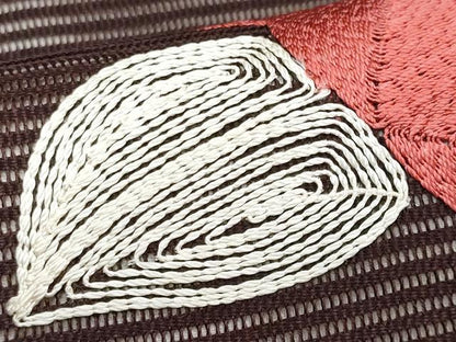 平和屋着物＊夏物 九寸名古屋帯 総刺繍 椿 正絹 逸品 CABH8180fb