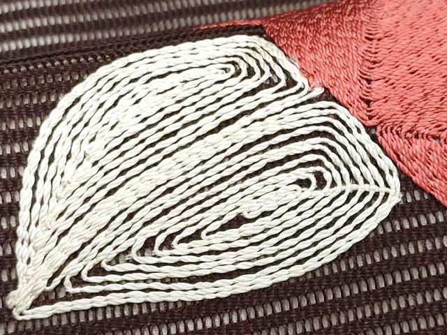平和屋着物＊夏物 九寸名古屋帯 総刺繍 椿 正絹 逸品 CABH8180fb
