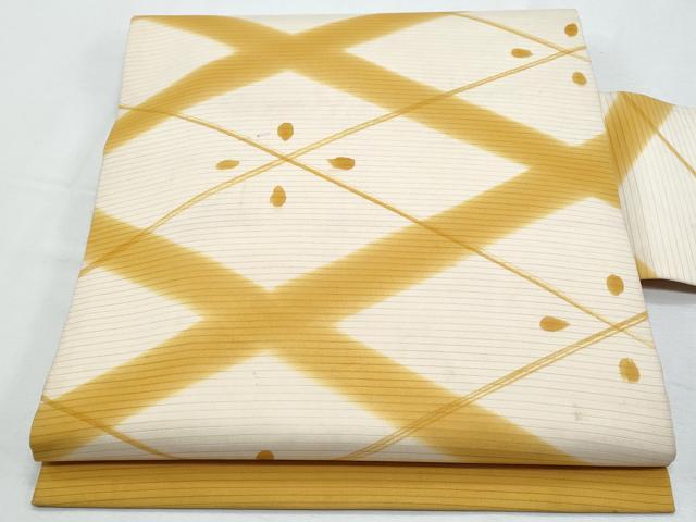 平和屋着物＊夏物 塩瀬 全通柄 九寸名古屋帯 菱文 正絹 逸品 CABH8185fb