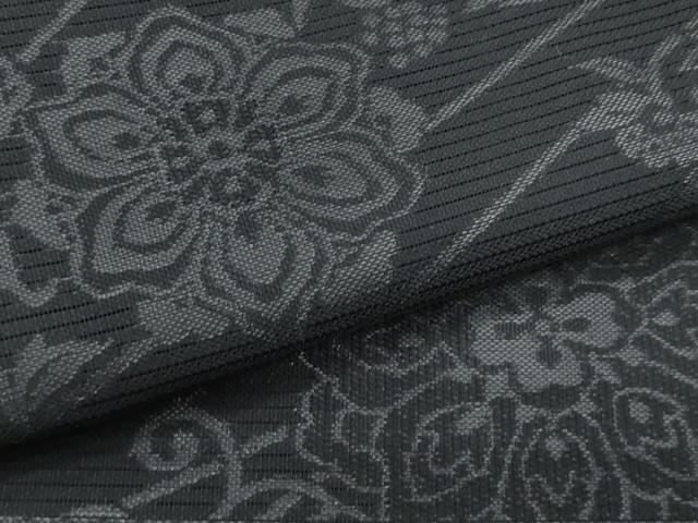 平和屋着物＊夏物 九寸名古屋帯 正倉院花唐草文 黒地 正絹 逸品 CABH8186fb
