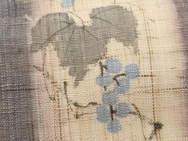 平和屋着物＊夏物　染色作家　桐山紫香　手描き　九寸名古屋帯　葡萄蔦の葉文　麻　逸品　CABH8188fb