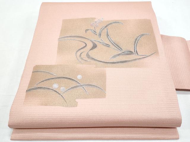 平和屋着物＊夏物 九寸名古屋帯 伊と幸 草花文 反端付き 正絹 逸品 CABH8190fb