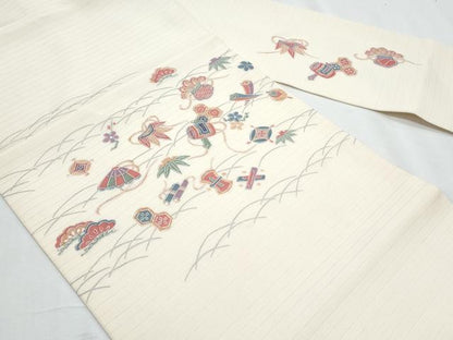平和屋着物＊夏物　塩瀬　九寸名古屋帯　芝草宝尽し文　正絹　逸品　CABH8191fb