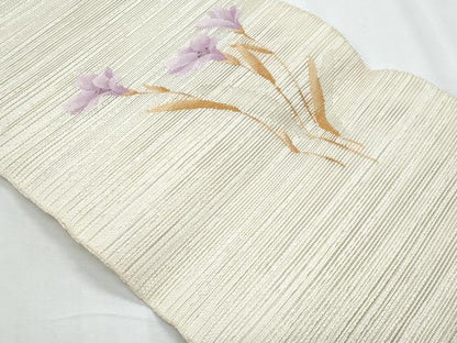 平和屋着物＊夏物　八寸名古屋帯　枝花文　正絹　逸品　CABH8192fb