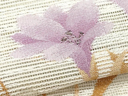 平和屋着物＊夏物　八寸名古屋帯　枝花文　正絹　逸品　CABH8192fb