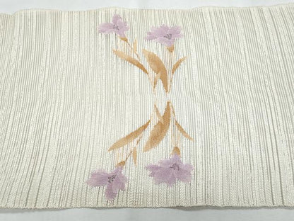 平和屋着物＊夏物　八寸名古屋帯　枝花文　正絹　逸品　CABH8192fb