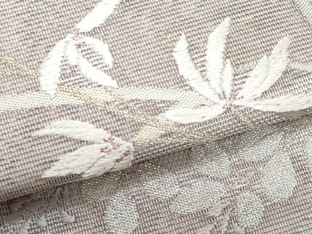 平和屋着物＊夏物　九寸名古屋帯　枝花文　正絹　逸品　CABH8193fb