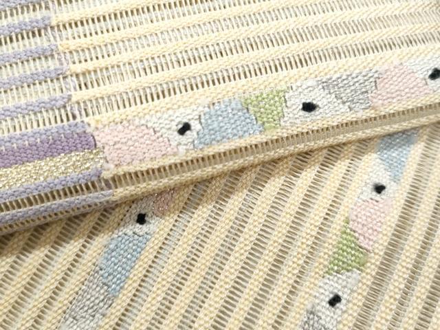 平和屋着物＊夏物　八寸名古屋帯　絽綴れ　市松吉祥文　金銀糸　正絹　逸品　CABH8203fb