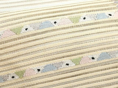 平和屋着物＊夏物　八寸名古屋帯　絽綴れ　市松吉祥文　金銀糸　正絹　逸品　CABH8203fb