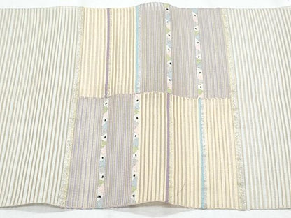 平和屋着物＊夏物　八寸名古屋帯　絽綴れ　市松吉祥文　金銀糸　正絹　逸品　CABH8203fb