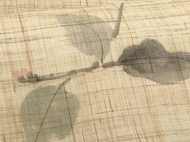 平和屋着物＊夏物　九寸名古屋帯　作家物　手描き　枝椿　麻　逸品　CABH8204fb