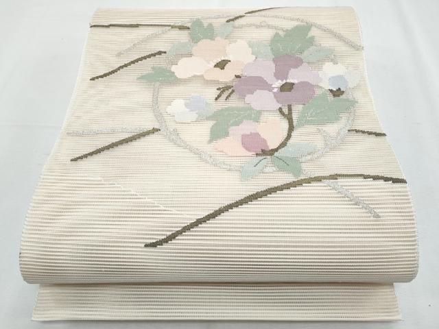 平和屋着物＊夏物　八寸名古屋帯　絽綴れ　枝花文　金銀糸　正絹　逸品　CABH8207fb