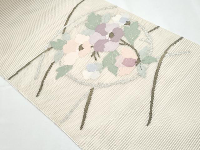 平和屋着物＊夏物　八寸名古屋帯　絽綴れ　枝花文　金銀糸　正絹　逸品　CABH8207fb