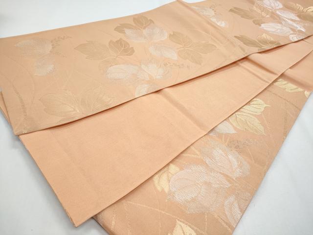 平和屋着物＊夏物　六通柄袋帯　枝葉文　銀糸　正絹　逸品　CABH8220fb