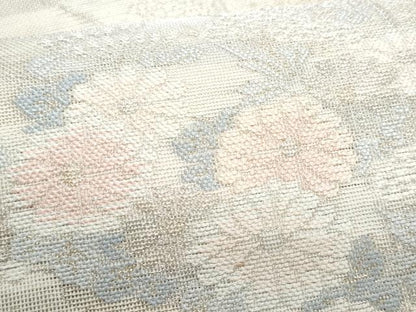 平和屋着物＊夏物　六通柄袋帯　草花文　金銀糸　正絹　逸品　CABH8223fb
