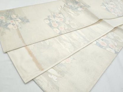 平和屋着物＊夏物　六通柄袋帯　草花文　金銀糸　正絹　逸品　CABH8223fb