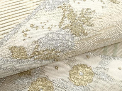 平和屋着物＊夏物　太鼓柄袋帯　絽綴れ　扇面花文　金銀糸　正絹　逸品　CABH8224fb
