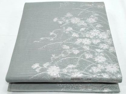 平和屋着物＊夏物　六通柄袋帯　枝花文　銀糸　正絹　逸品　CABH8225fb