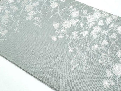 平和屋着物＊夏物　六通柄袋帯　枝花文　銀糸　正絹　逸品　CABH8225fb