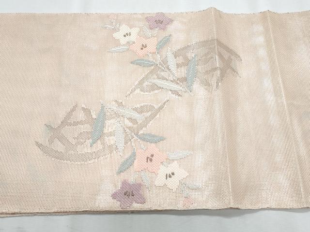 平和屋着物＊夏物　太鼓柄袋帯　流水桔梗文　金糸　正絹　逸品　CABH8227fb