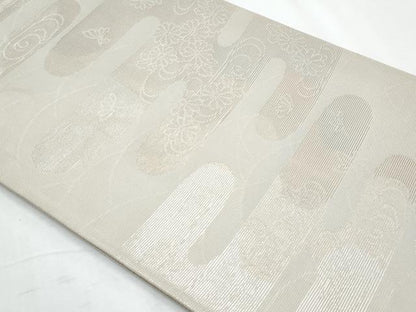平和屋着物＊夏物　六通柄袋帯　エ霞花文　金糸　正絹　逸品　CABH8228fb