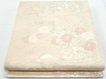平和屋着物＊夏物　六通柄袋帯　秋草文　金糸　正絹　逸品　CABH8230fb