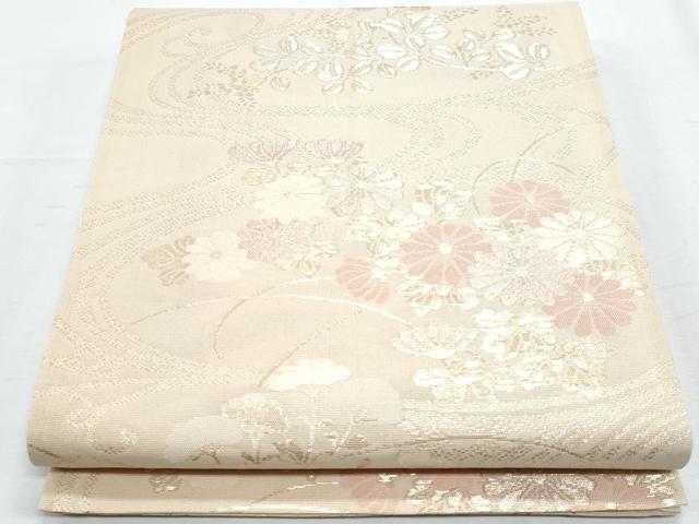 平和屋着物＊夏物　六通柄袋帯　秋草文　金糸　正絹　逸品　CABH8230fb