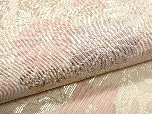 平和屋着物＊夏物　六通柄袋帯　秋草文　金糸　正絹　逸品　CABH8230fb