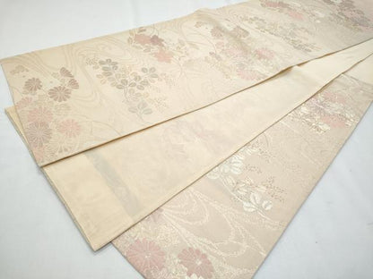 平和屋着物＊夏物　六通柄袋帯　秋草文　金糸　正絹　逸品　CABH8230fb