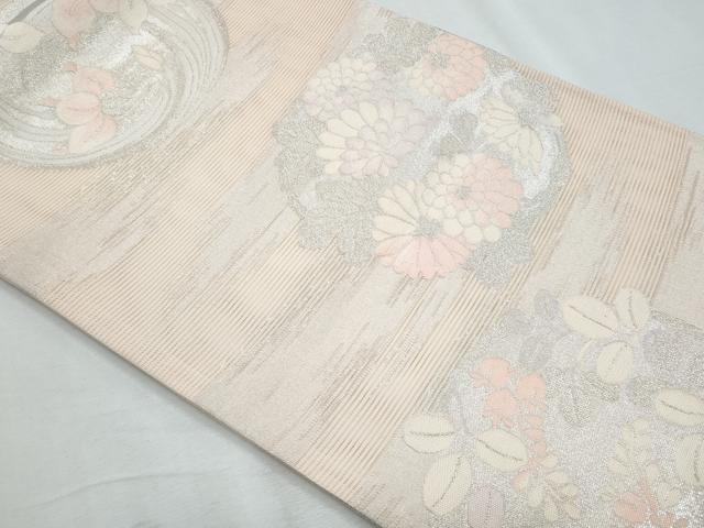 平和屋着物＊夏物　六通柄袋帯　花丸文　銀糸　正絹　逸品　CABH8231fb