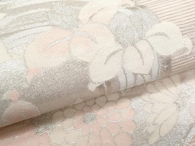 平和屋着物＊夏物　六通柄袋帯　花丸文　銀糸　正絹　逸品　CABH8231fb