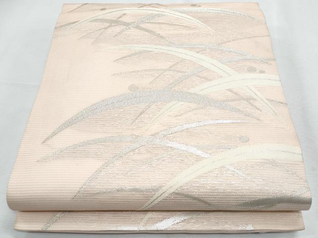 平和屋着物＊夏物　九寸名古屋帯　露芝文　銀糸　正絹　逸品　CABH8234fb