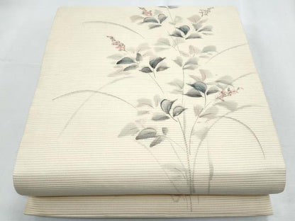 平和屋着物＊夏物　九寸開き名古屋帯　手描き　刺繍　枝花文　正絹　逸品　CABH8235fb