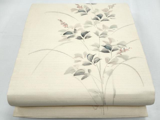 平和屋着物＊夏物　九寸開き名古屋帯　手描き　刺繍　枝花文　正絹　逸品　CABH8235fb