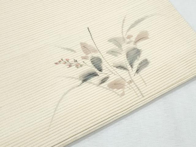 平和屋着物＊夏物　九寸開き名古屋帯　手描き　刺繍　枝花文　正絹　逸品　CABH8235fb