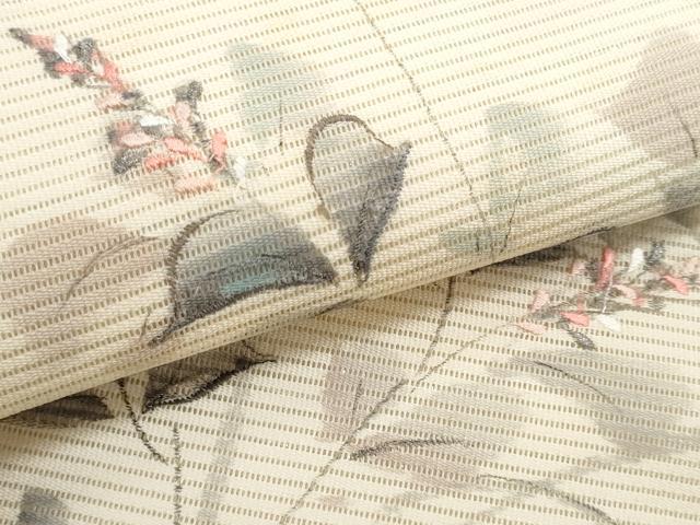 平和屋着物＊夏物　九寸開き名古屋帯　手描き　刺繍　枝花文　正絹　逸品　CABH8235fb