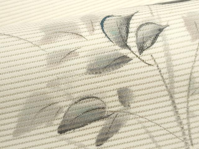 平和屋着物＊夏物　九寸開き名古屋帯　手描き　刺繍　枝花文　正絹　逸品　CABH8235fb