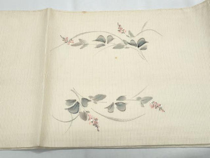 平和屋着物＊夏物　九寸開き名古屋帯　手描き　刺繍　枝花文　正絹　逸品　CABH8235fb