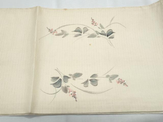 平和屋着物＊夏物　九寸開き名古屋帯　手描き　刺繍　枝花文　正絹　逸品　CABH8235fb