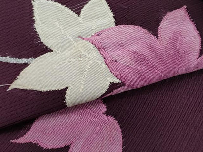 平和屋着物＊夏物　八寸名古屋帯　絽綴れ　楓　銀糸　正絹　逸品　CABH8236fb