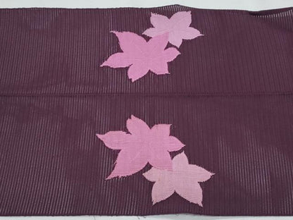 平和屋着物＊夏物　八寸名古屋帯　絽綴れ　楓　銀糸　正絹　逸品　CABH8236fb