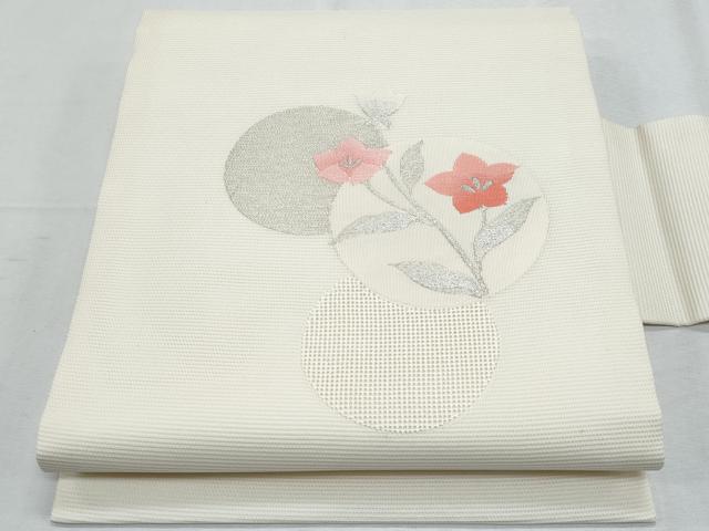 平和屋着物＊夏物　九寸名古屋帯　桔梗　金銀糸　正絹　逸品　CABH8238fb