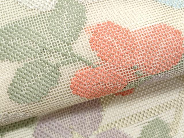 平和屋着物＊夏物　太鼓柄袋帯　萩　金銀糸　正絹　逸品　CABH8243fb