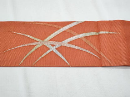 平和屋着物＊夏物　九寸名古屋帯　芝草文　金銀糸　正絹　逸品　未使用　CABH8244fb