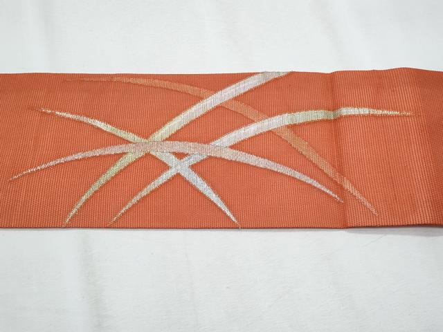 平和屋着物＊夏物　九寸名古屋帯　芝草文　金銀糸　正絹　逸品　未使用　CABH8244fb
