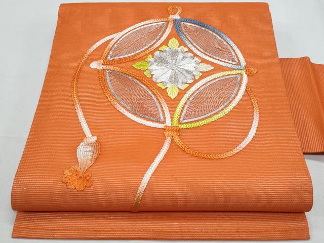 平和屋着物＊夏物　九寸名古屋帯　駒刺繍　七宝花文　銀糸　正絹　逸品　CABH8249fb