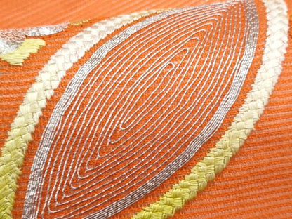 平和屋着物＊夏物　九寸名古屋帯　駒刺繍　七宝花文　銀糸　正絹　逸品　CABH8249fb